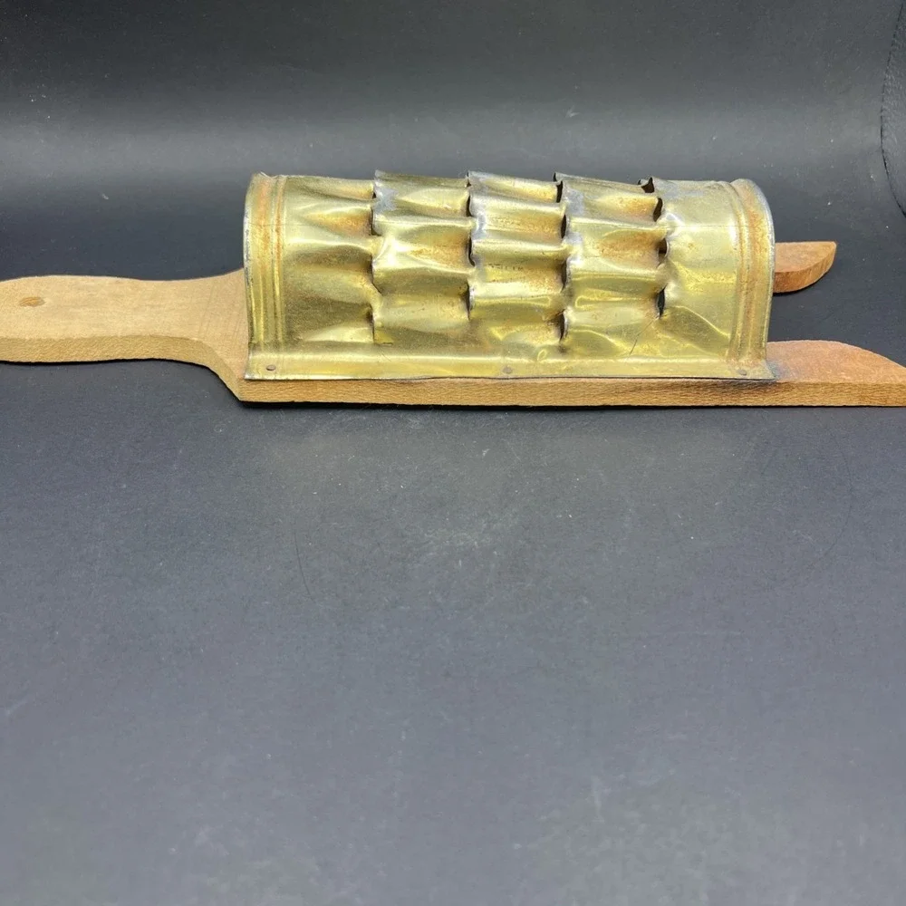 Vintage Greek Cheese Grater Primitive Hand Punched Wooden Kitchen Decor